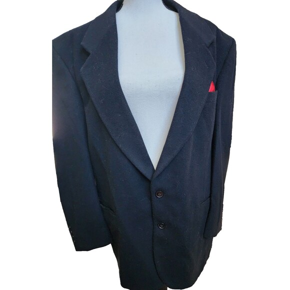 Zylos George Machado Cashmere Black Men Jacket Blazer Size 42S Red Pocket Square
